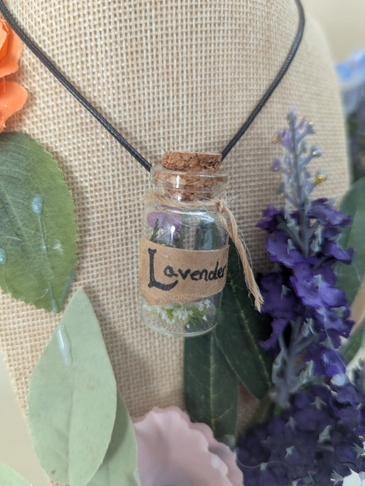 Lavender Potion Bottle Cord Necklace