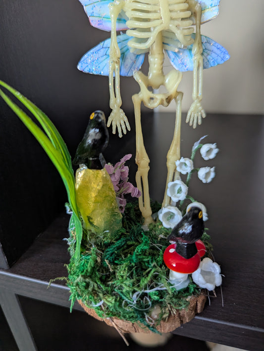 Blue Winged Faerie Skeleton Figure
