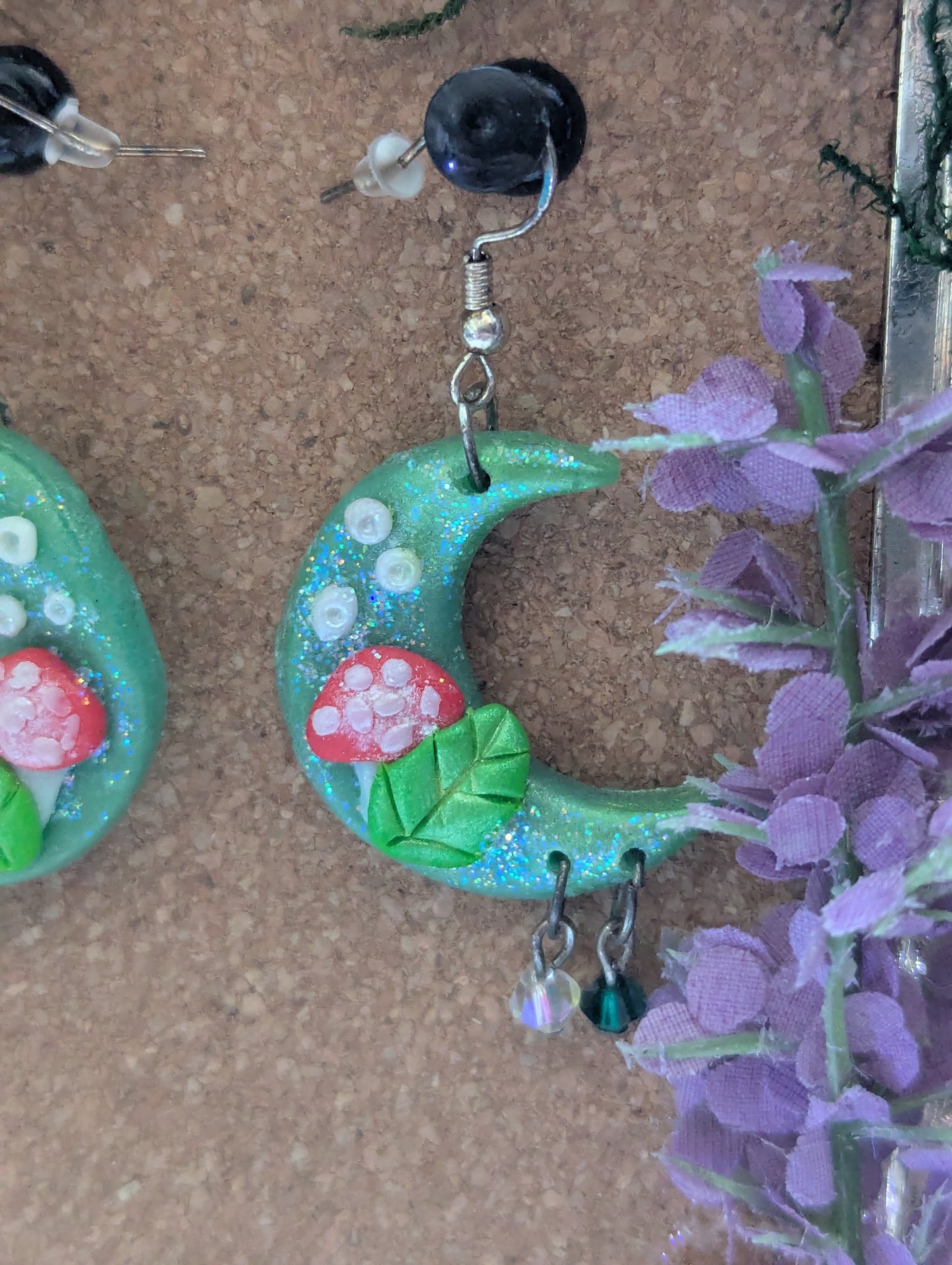 Whimsical Mushroom Moon Earrings