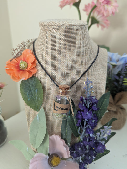 Lavender Potion Bottle Cord Necklace