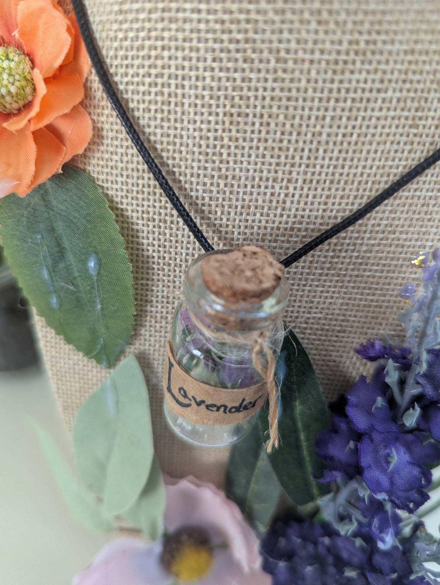 Lavender Potion Bottle Cord Necklace