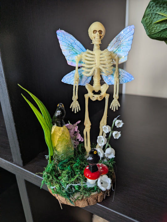 Blue Winged Faerie Skeleton Figure