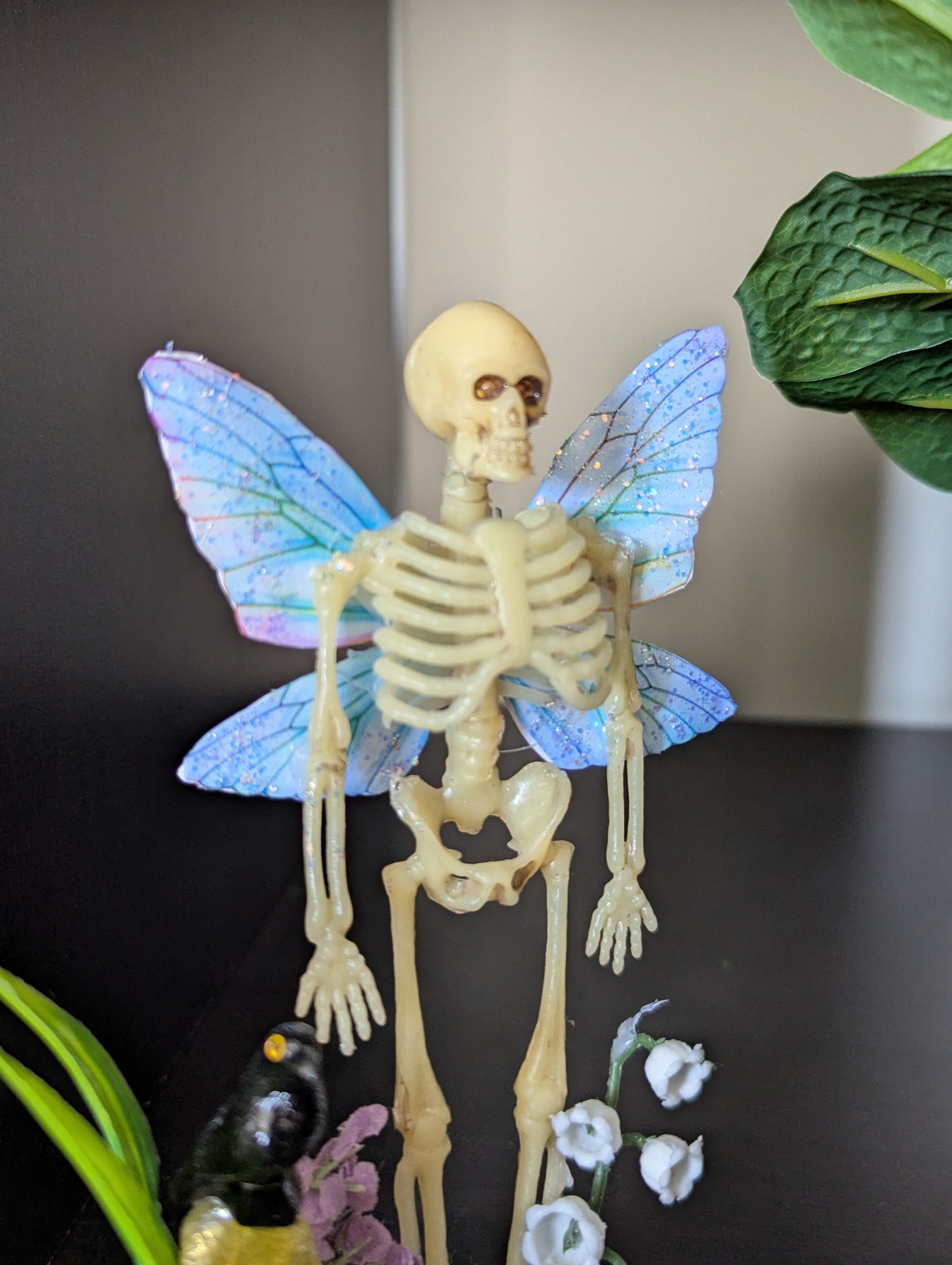 Blue Winged Faerie Skeleton Figure