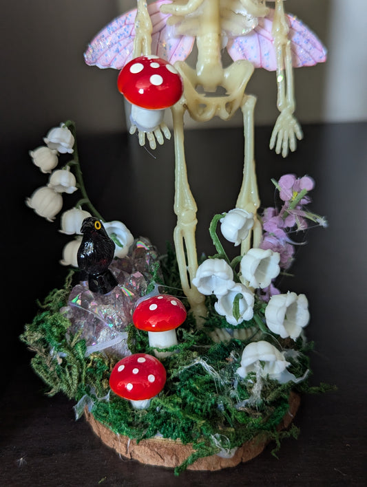 Pink Winged Faerie Skeleton Figurine