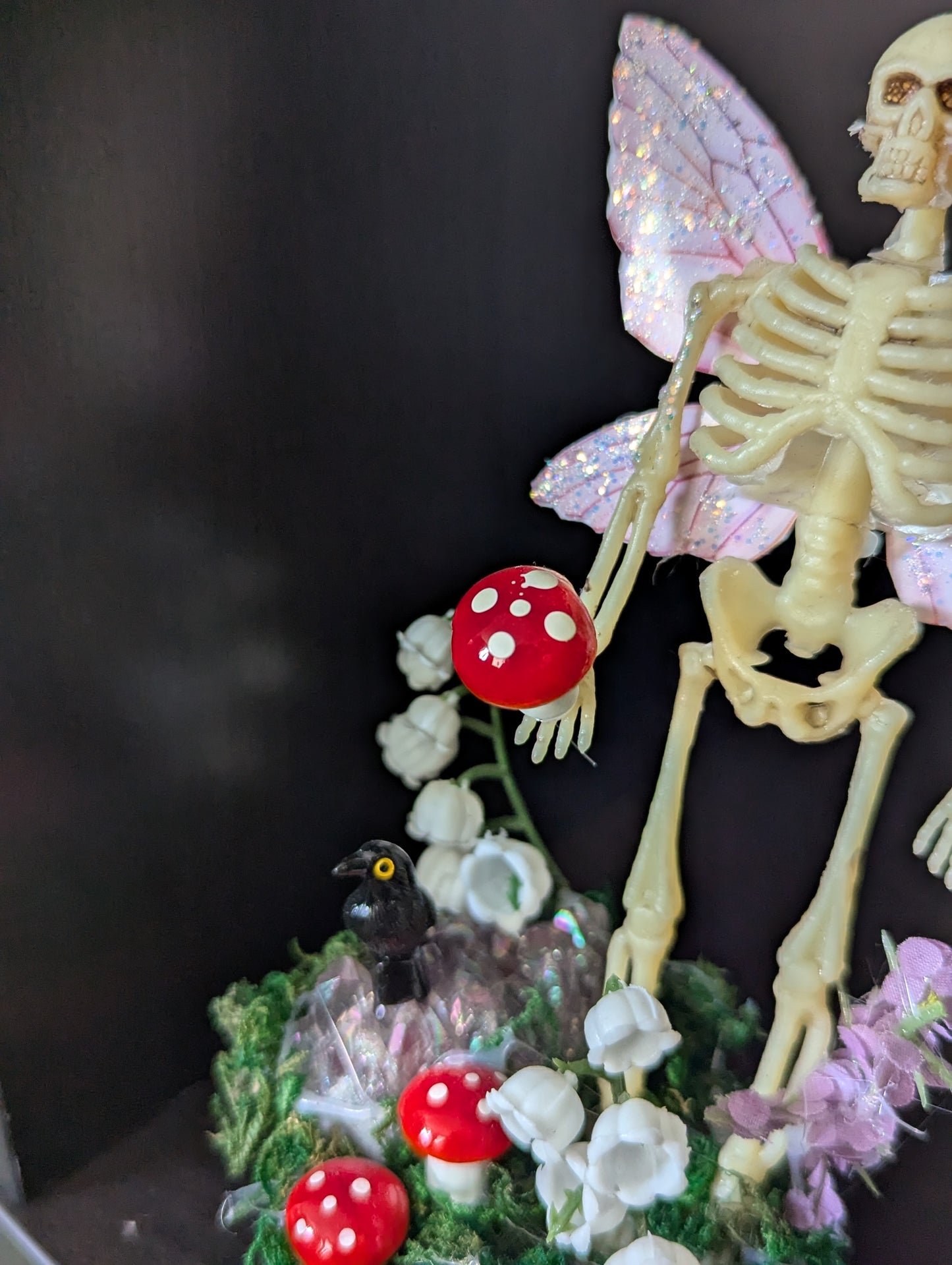 Pink Winged Faerie Skeleton Figurine