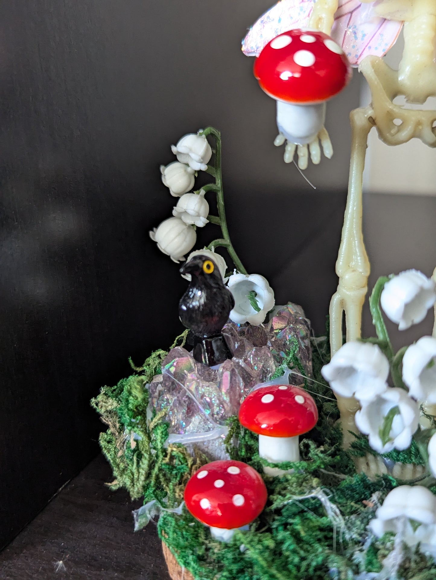 Pink Winged Faerie Skeleton Figurine