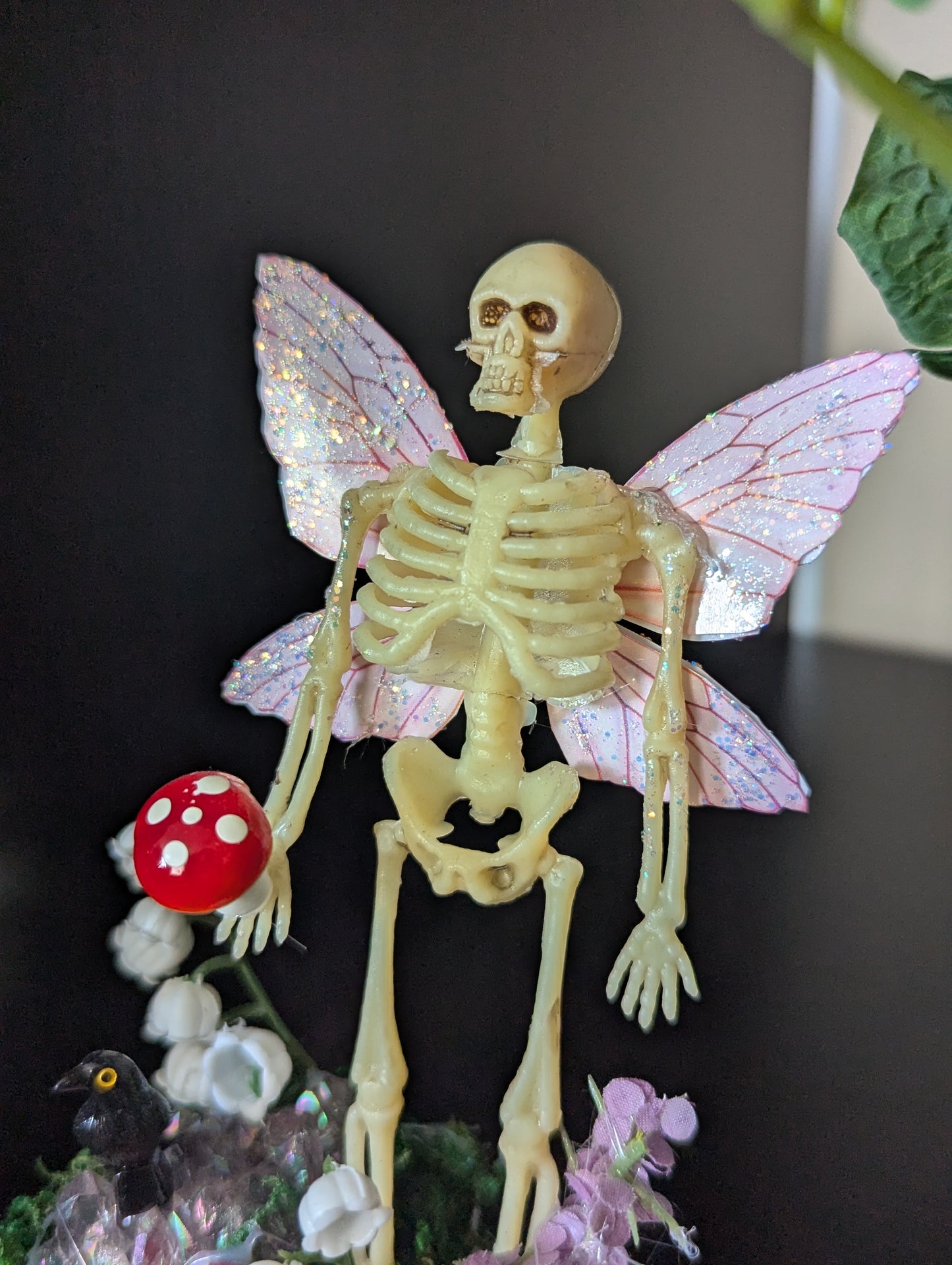 Pink Winged Faerie Skeleton Figurine