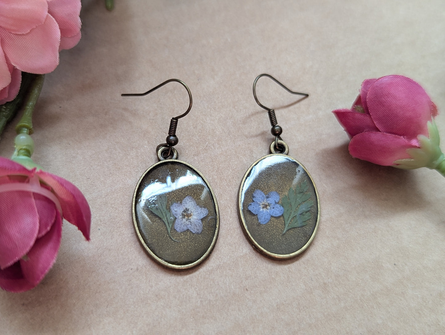 Forget Me Not! Dried Flower Earrings