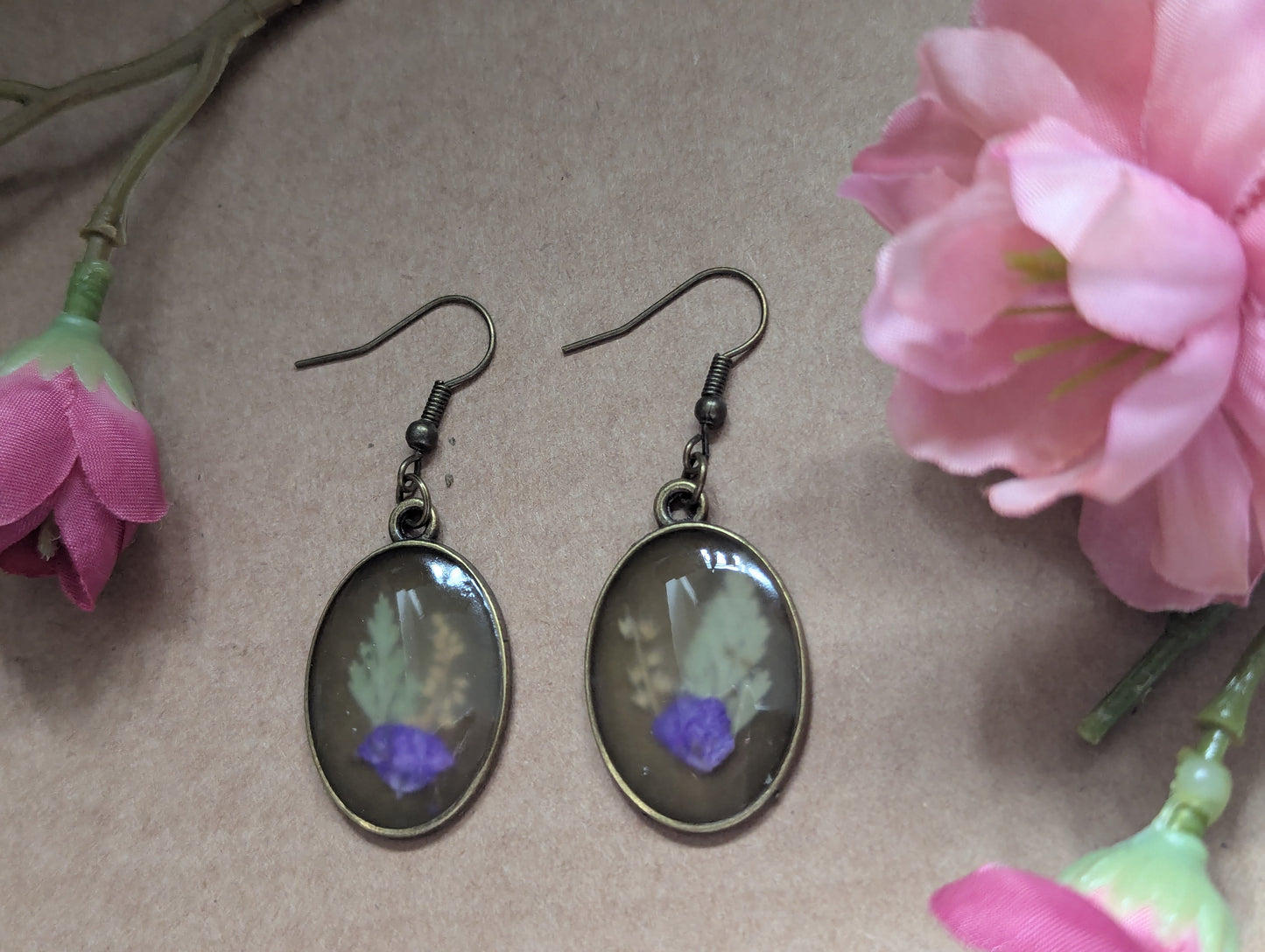 Purple Dreams - Dried Flower Earrings