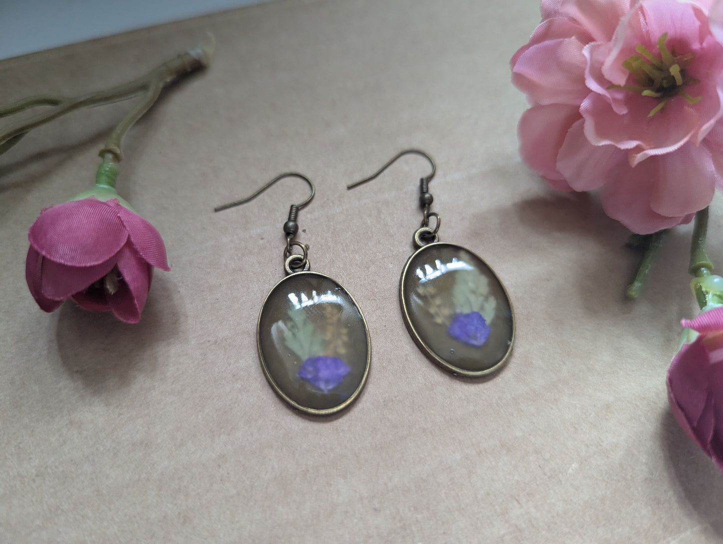 Purple Dreams - Dried Flower Earrings